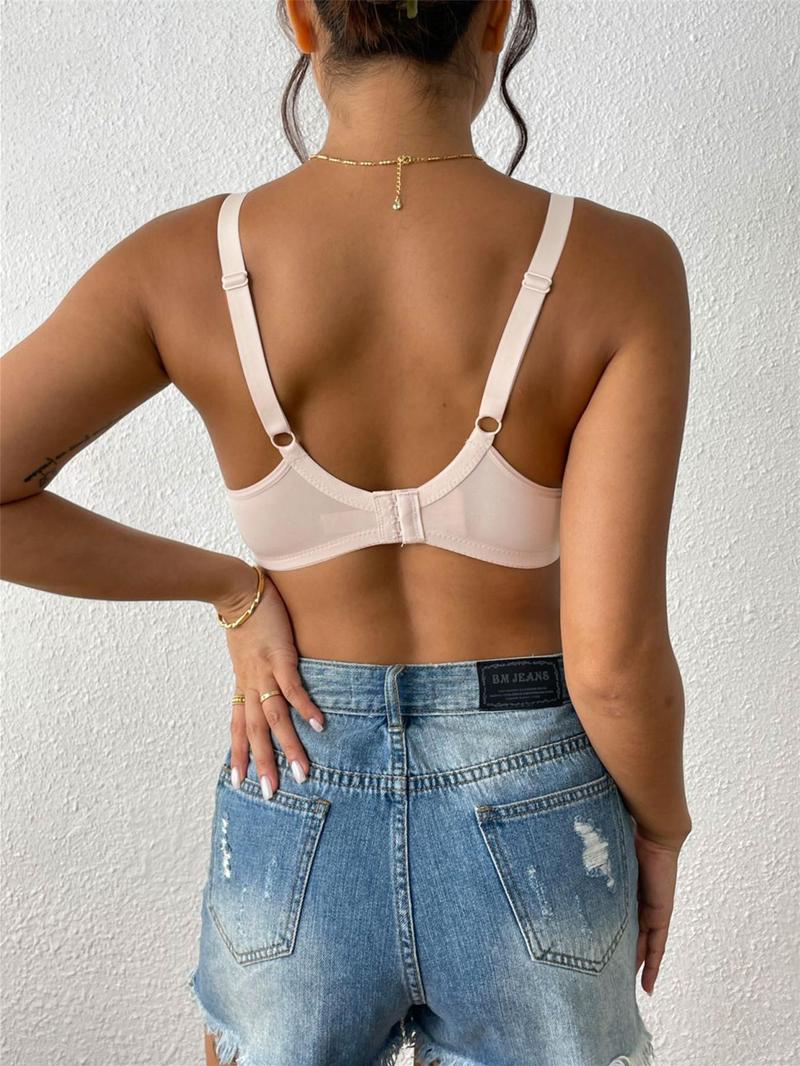 Product Introduction of Women's Solid Color Lace Push Up Bra, Elegant Breathable Comfortable Underwire Bra for Daily Wear, Women's Lingerie for All Seasons 9
