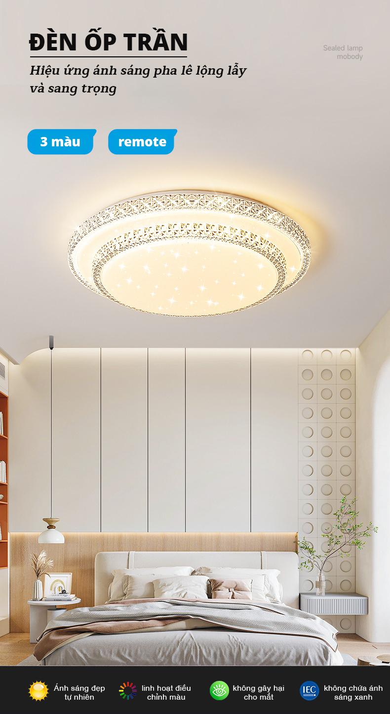 Product Introduction of Đèn ốp trần LED/ phòng ngủ, phòng ăn/ 3 màu (trắng, vàng, trung tính)- phối màu vô hạn/kèm điều khiển từ xa (Bảo hành 12 tháng) 0