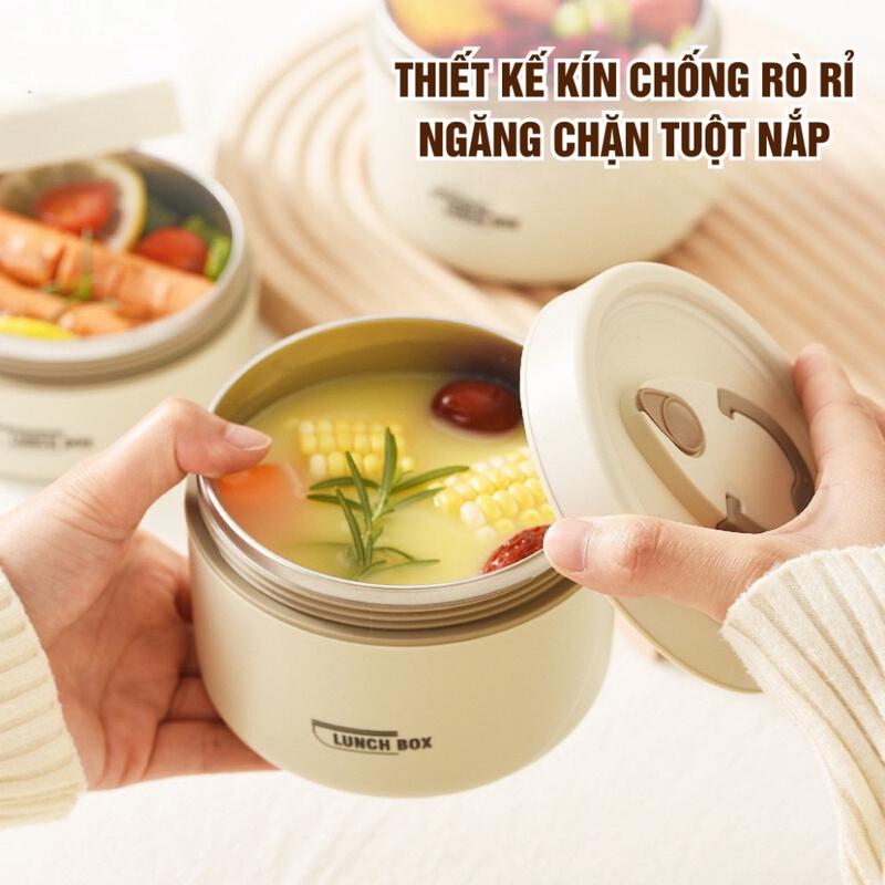 Hộp Cơm Văn Phòng, Hộp Cơm Giữ Nhiệt LUCKY LUNH BOX -  BENTO BOX - MEAL BOXKèm Thìa Đũa Túi , Thiết Kế 3 Ngăn Riêng Biệt Kèm Ruột Inox 304 1