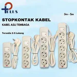 PPlus Stop Kontak colokan 2/3/4/5Lubang panjang kabel  3M 5M Kuningan SNI\stopkontak murah \stopkontak aman kotak saklar tembaga  set
