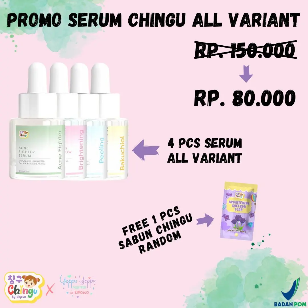 [BUNDLING 4PCS] SERUM CHINGU BY KIYOWO 4PCS FREE 4 PCS SABUN SACHET