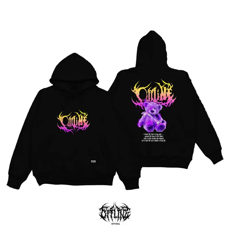 OFFLINE Hoodie Jumper GOODBYE TEDDY / hoodie cowok cewek tebal ori / hoodie kece aesthetic / hoodie cowok cewek keren / hoodie cowok distro / hoodie original Fleece High 0