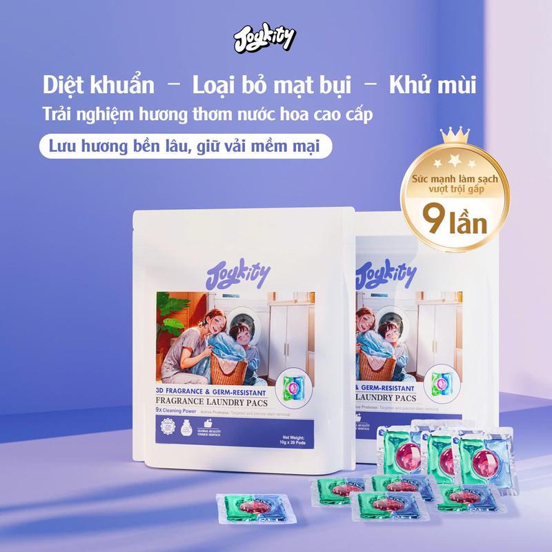 VIÊN GIẶT 3D LƯU HƯƠNG & KHÁNG KHUẨN JOYKITY – Hương Nước Hoa Cao Cấp, Làm Sạch, Diệt Khuẩn & Khử Mùi Hiệu Quả