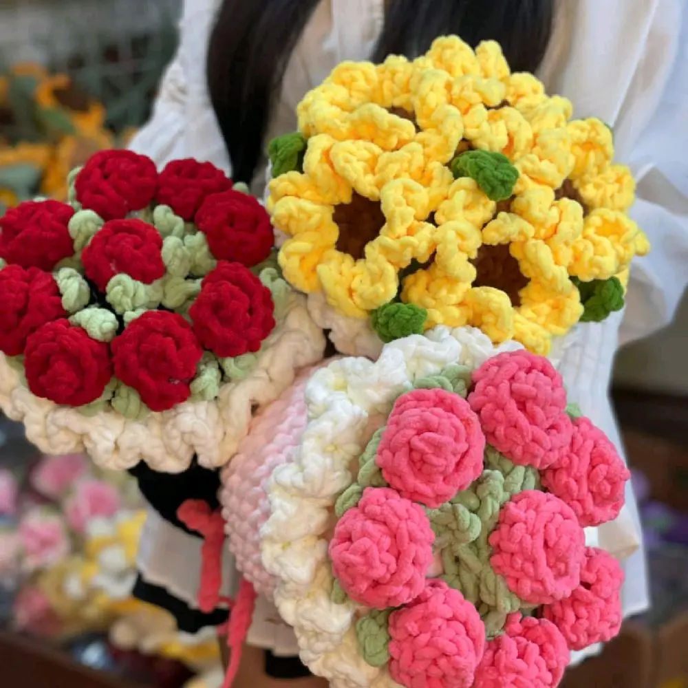 Bó hoa len nhung đũa xinh iu handmade quà tặng 8/3, 14/2