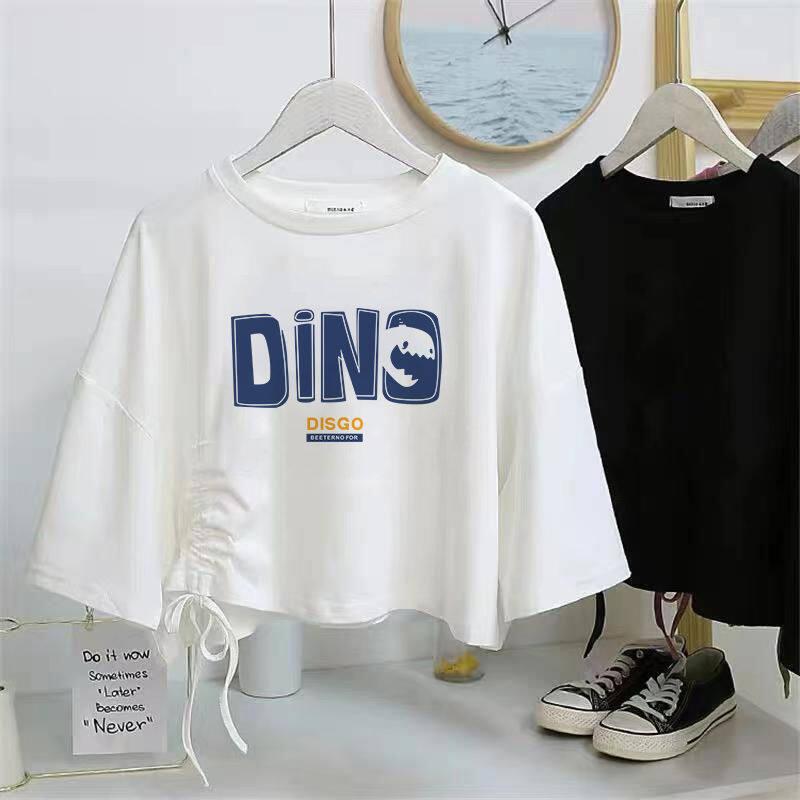 Product Introduction of Áo Thun Dây Rút ngắn tay, dành cho nữ, Cạp Cao, Cropped Xén, Dáng Rộng Vừa Vặn, Áo Crop Top 19