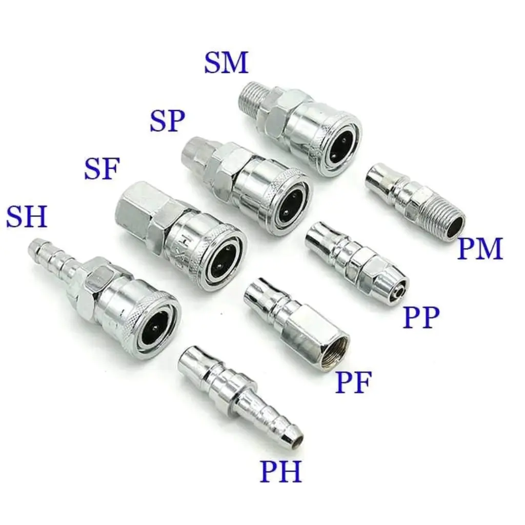 SATUAN Sambungan Selang Kompresor Adaptor Selang Angin Quick Coupler Connector Angin Neple Kompresor Universal SATUAN Gambar untuk cek perbedaannya