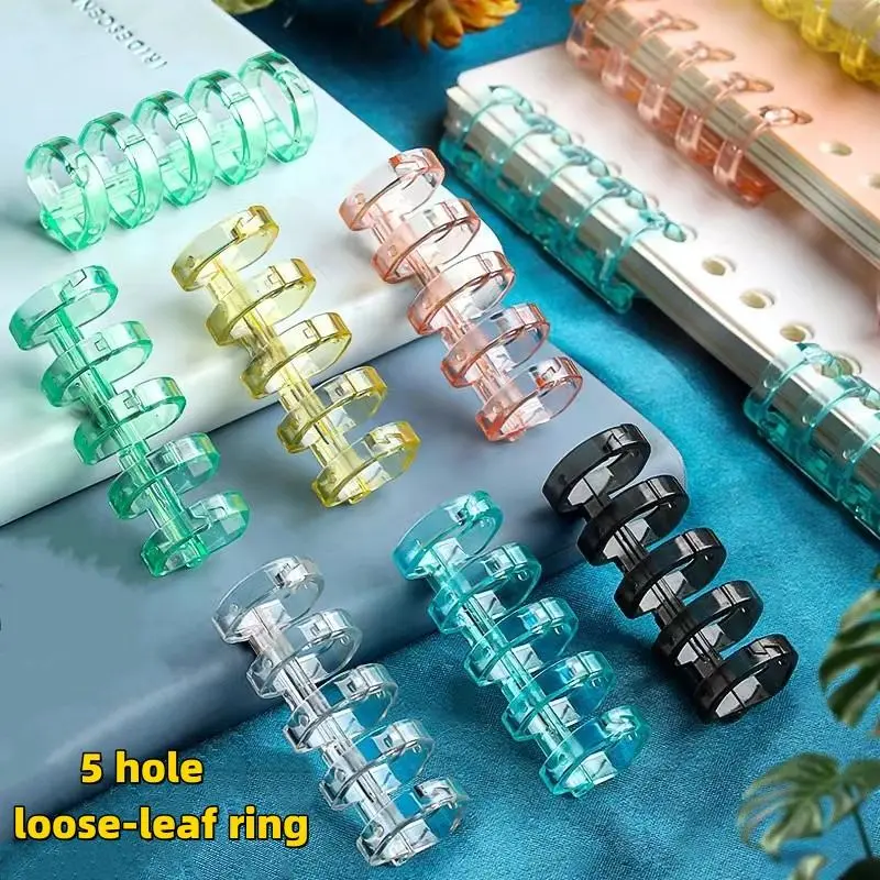 5 Holes Loose-Leaf Plastic Binding Ring DIY Colorful Crystal Ring For A4 A5 A6 Binder Accessory