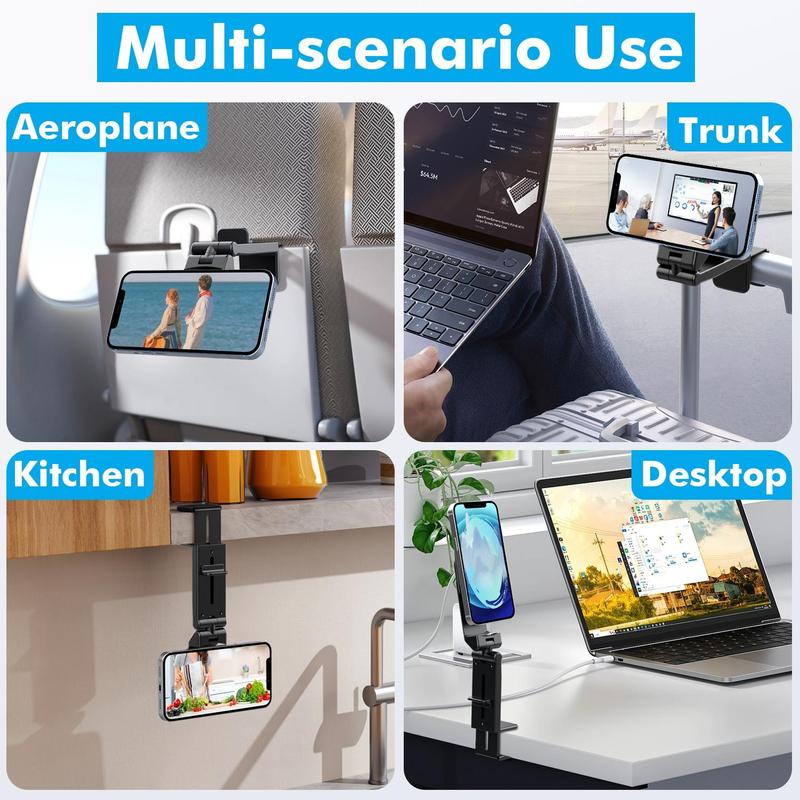 Product Introduction of Portable Travel Phone Holder, Magnetic Desktop Stand, Flexible Rotation Cellphone Mount, Train Seat Clamp Folding Rack 3