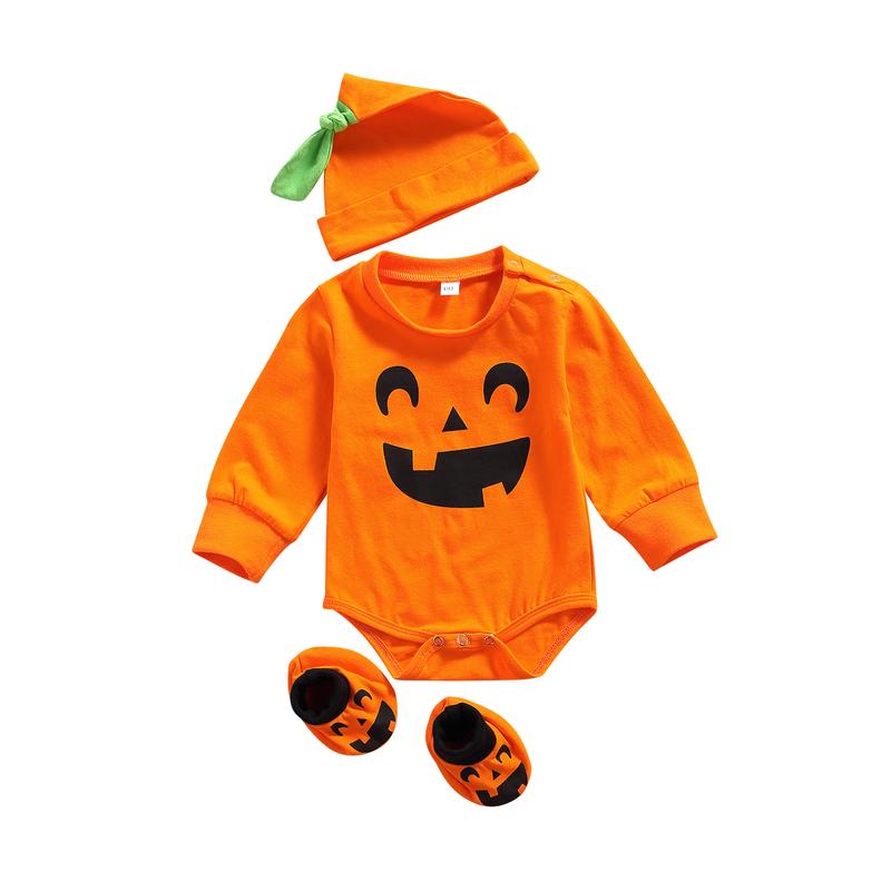 Newborn Halloween Romper Hat Sleeves Pumpkin Print Clothing newborn-halloween-romper-hat-sleeves-pumpkin-print-clothing