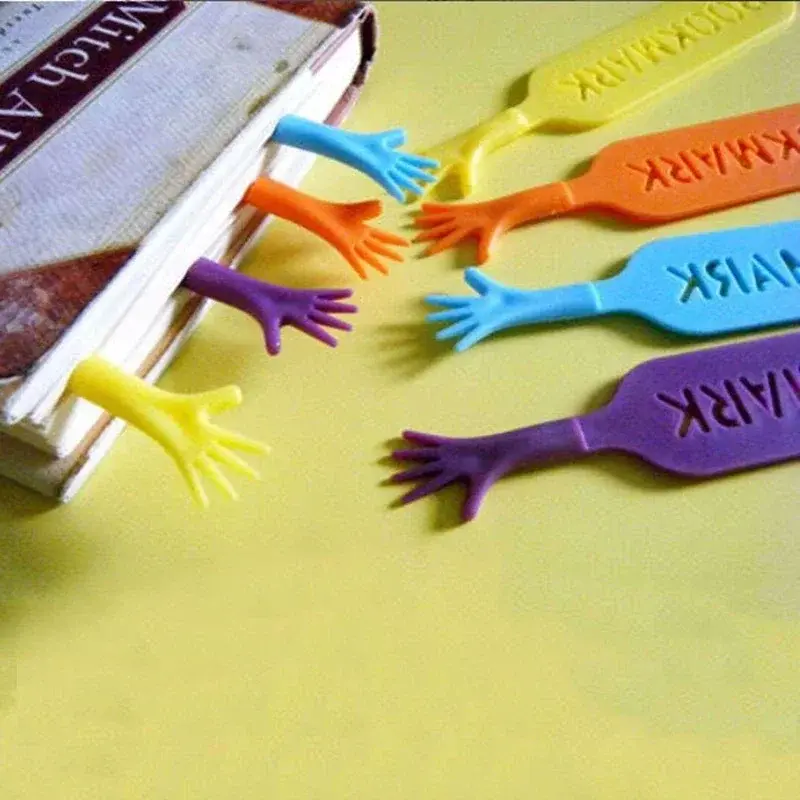4Pcs/box Gift Finger Help Me Kawaii Funny Books Mark for Pages Children Supply Creative Student Stationery Bookmark
