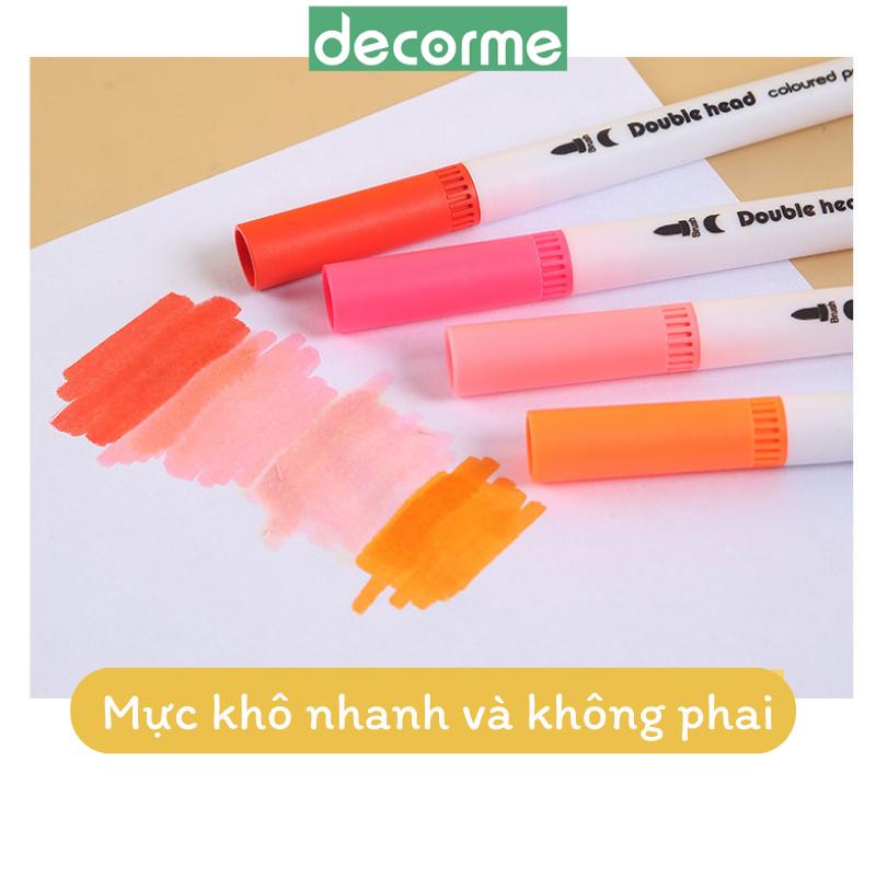 Bút Dual brush pen DecorMe bút viết tiêu đề phụ kiện văn phòng phẩm 4