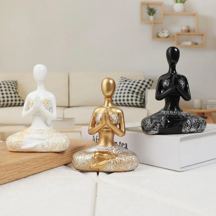 Yoga Goddess Statue Decoration Craft, 1 Count Modern Desktop Ornament, Desk Decorative Statue for Home Living Room Bedroom Office
