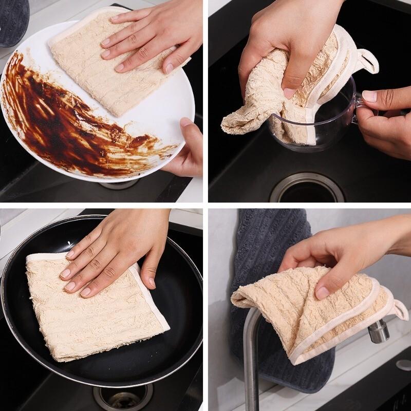 Product Introduction of Super Absorbent Stripe Hanging Hand Towel Soft Coral Veet Home Kitchen Cleaning Dishcloth Practical Bathroom Supplies 5