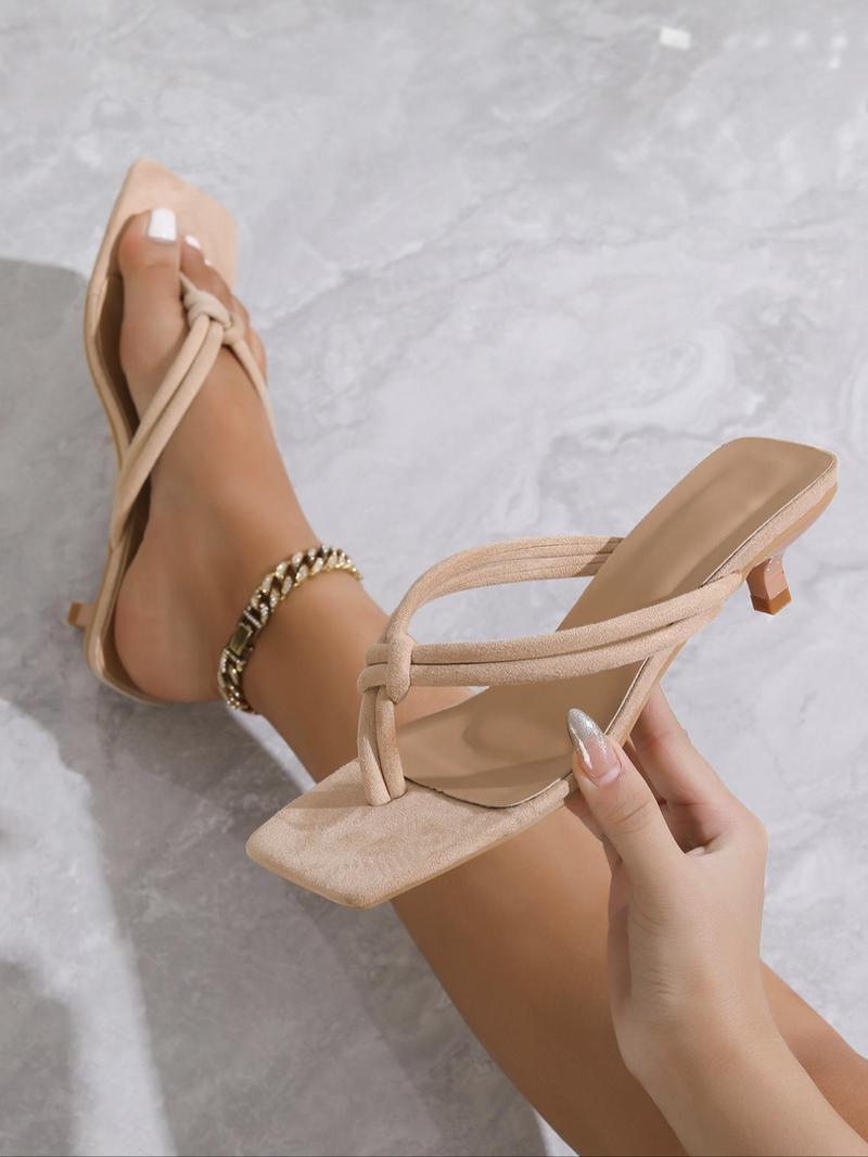 Product Introduction of Women's Fashionable Solid Color Kitten Heel Sandals, Casual Versatile Slip on Sandals for Summer, Lightweight Breathable Comfortable Shoes for Daily Wear, Perfect for Women & Girls 12