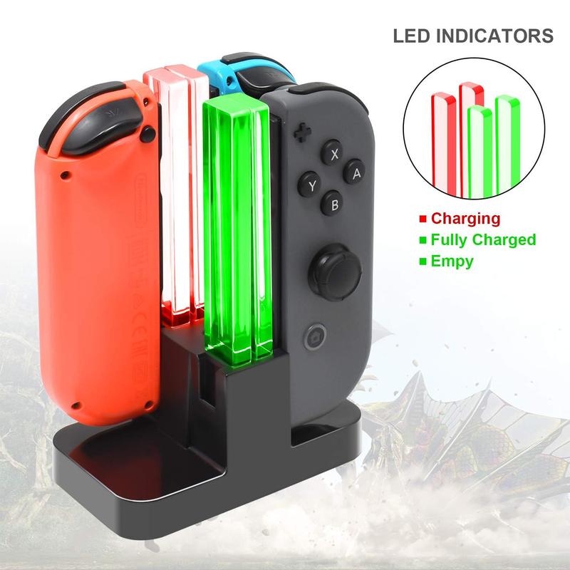 Gaming Controller Charger For Switch & OLED Model, 1 Box Charging Station For Pro Controller With LED Charger Indicator & Type C Charging Cable, Gaming Console Accessories 4