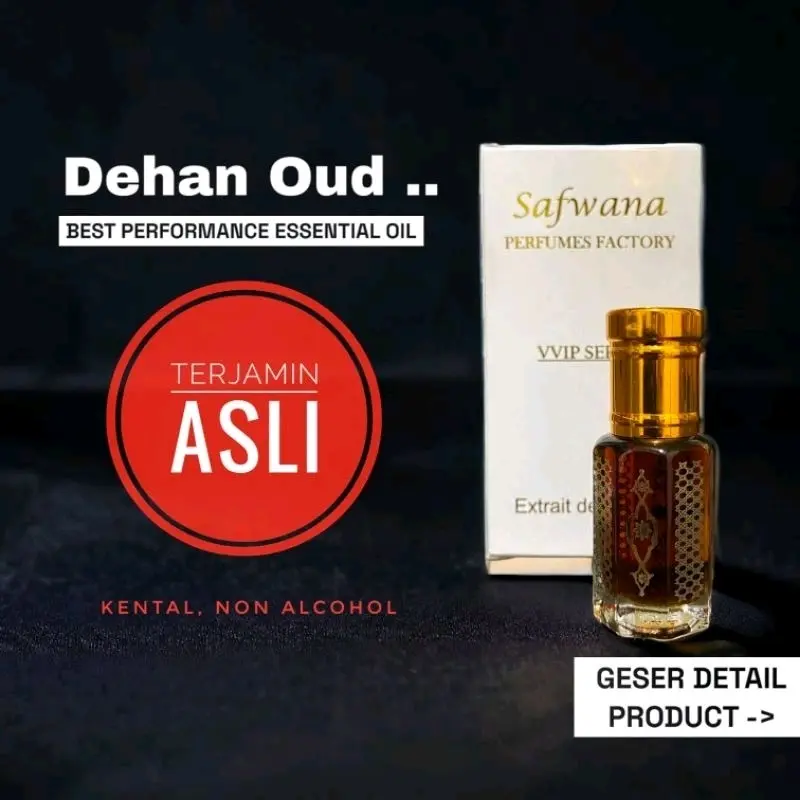 Parfum Dehan Oud Premium 6 ml Wangi Kayu Gaharu Kuat dengan Aroma Amber dan Kayu Manis - Perfume