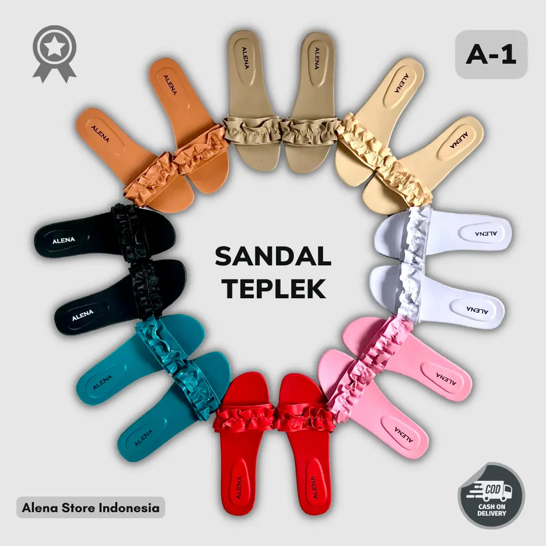 Sandal Wanita Teplek Serut Flat Tanpa Hak A-1