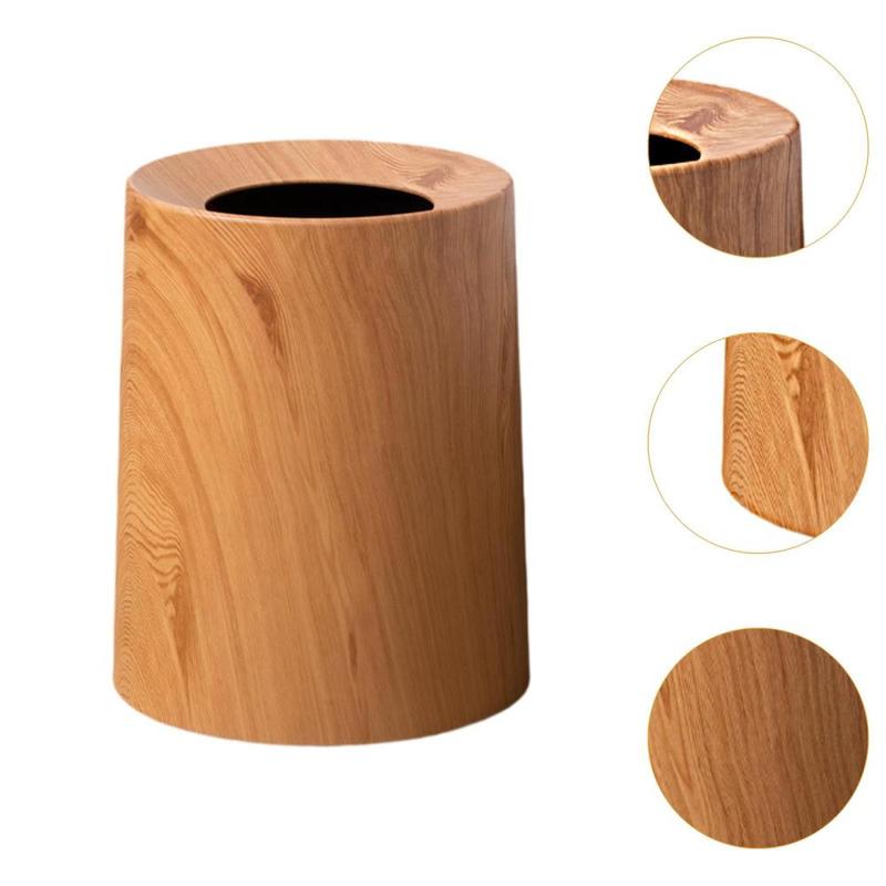 Product Introduction of Wood Grain Trash Can Portable Modern Patio Garbage Can Garbage Container Waste Bin for Toilet Office Entryway Restroom Hotel 1