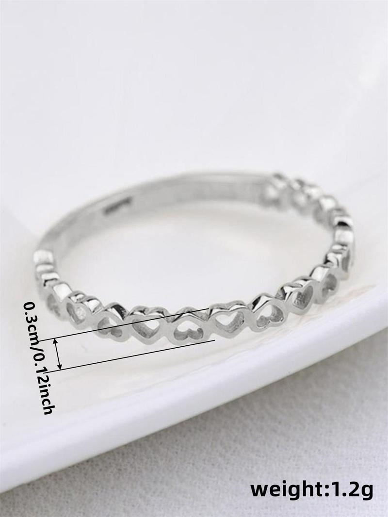 Product Introduction of Women's Elegant Hollow out & Heart Design Cuff Ring, Fashion Stackable Ring for Party, Daily Clothing Decor, Trendy Engagement Ring for Birthday Gift 5