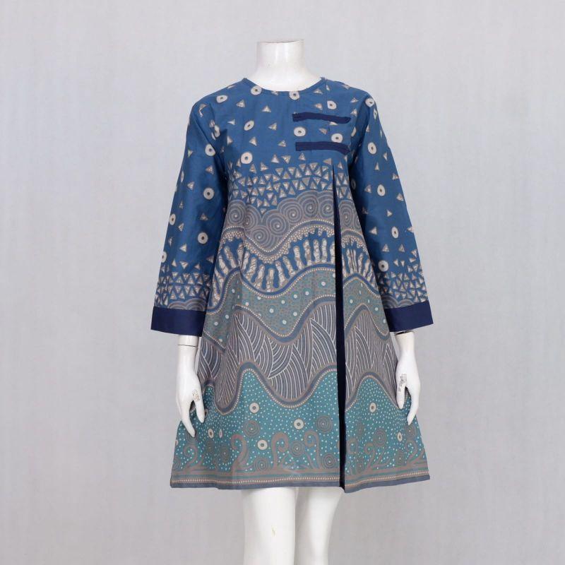 Couple Baju Batik Sarimbit Motif Abstrak Ombak #biru 6