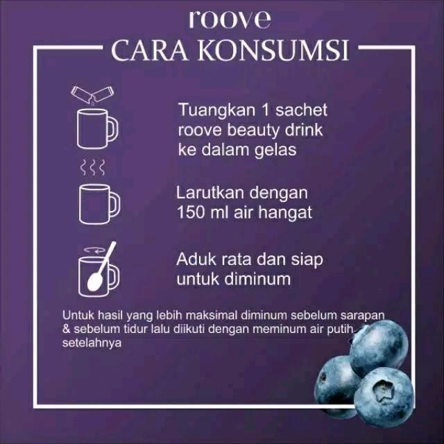 ROOVE 1BOX 20 saset. Roove Blueberry collagen beauty drink Perawatan Rambut & Kuku Perawatan Kulit 4