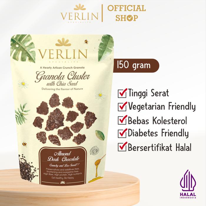 Gambar Verlin Granola Cluster Almond Dark Chocolate 150 Gram dari VERLINOLA Kota Administrasi Jakarta Selatan Tokopedia