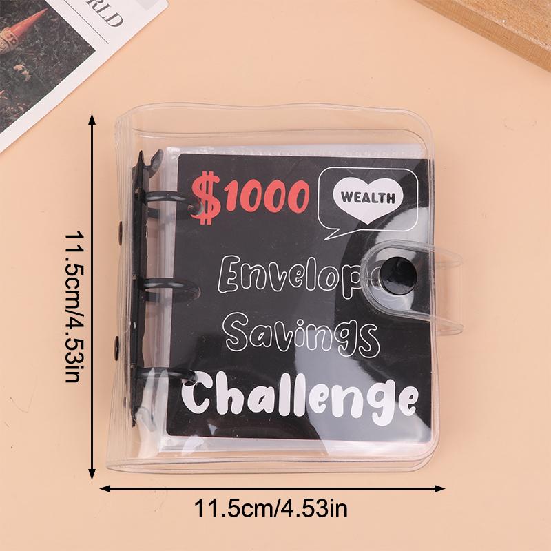 Product Introduction of Simple Mini Binder Money $150/300/500/1000 Savings Challenge Binder Cash Budget Storage Book Budget Binder With Cash Envelopes 30