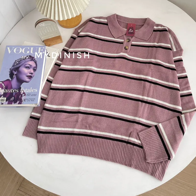 Polo Levronka Blouse - Atasan Rajut Wanita Korea Baju Kerah 4