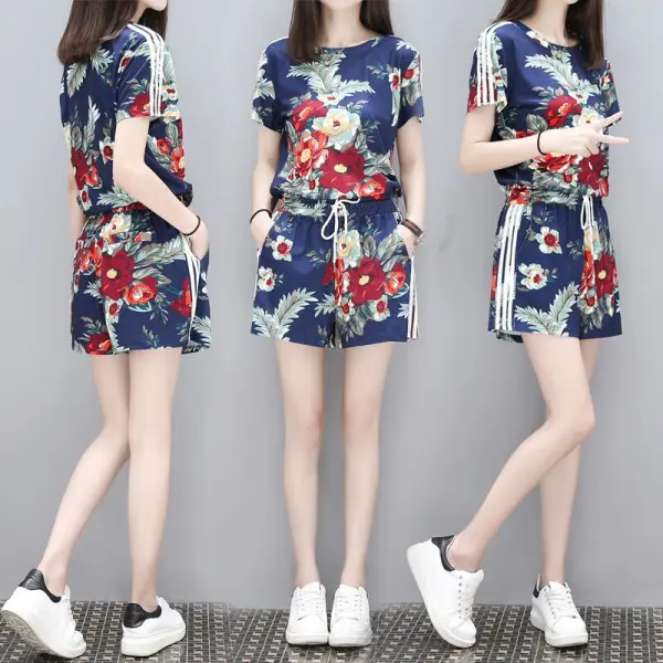 Summer New plus Size Loose Two-Piece Suit Fashionable Stylish Shorts Women's Suit