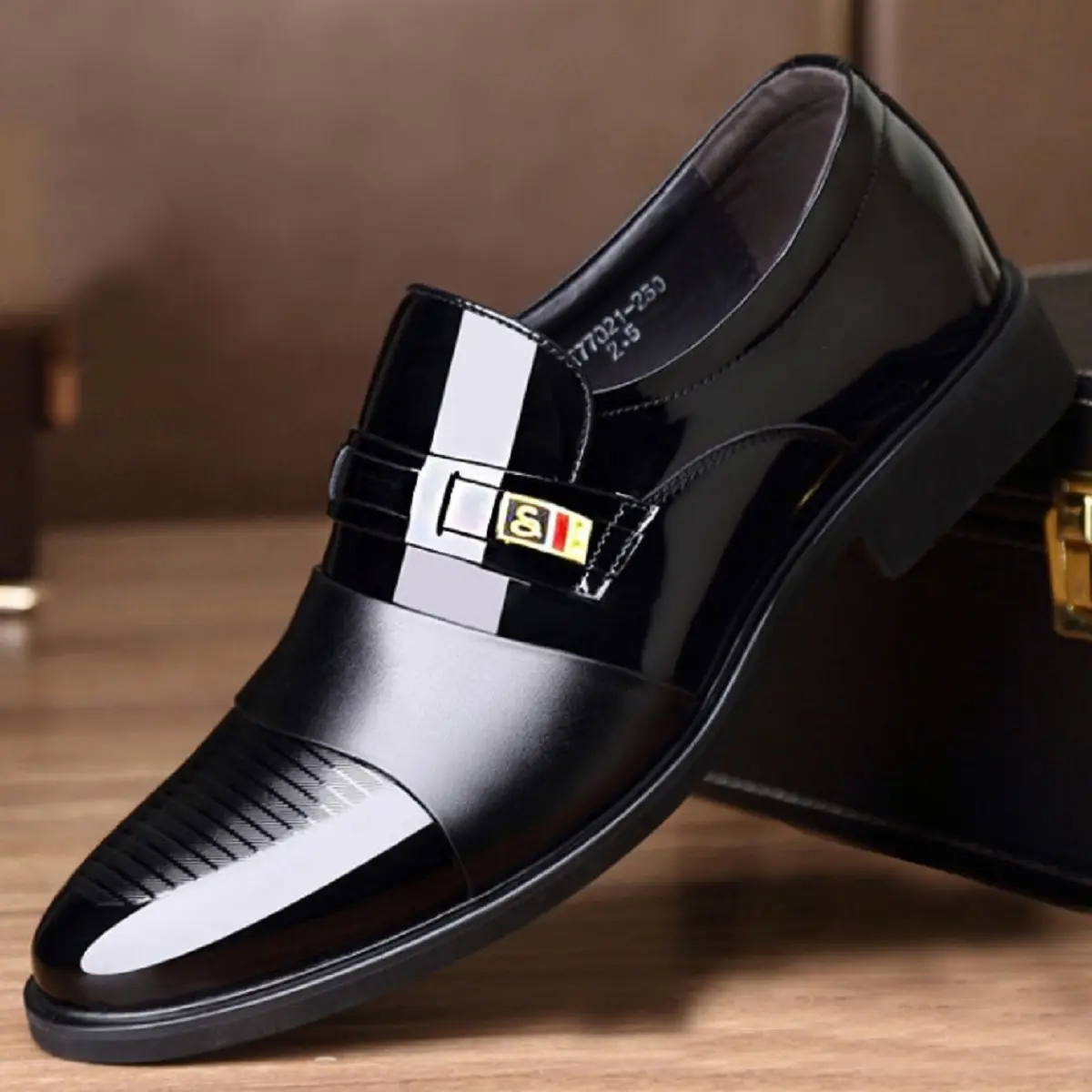 Prelesty Sepatu Cowok Pantofel Pria Klasik Hitam Slop Formal Casual Kerja Kantor Tanpa Tali Kuliah Murah Keren 068