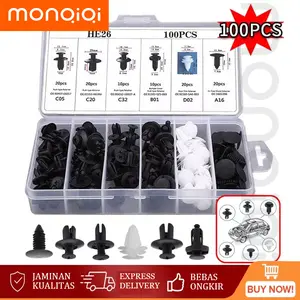 MONQIQI Household Baut Rivet Mobil Universal 100PCS Bolt Paku Mur Nut Bemper Dashboard Material Plastik Kuat Kencang Tidak Mudah Lepas Car Accessories ​Aksesoris Kendaraan Perlengkapan Otomotif Plastik Paku Keling Retainer Memperbaiki Klip Aksesoris