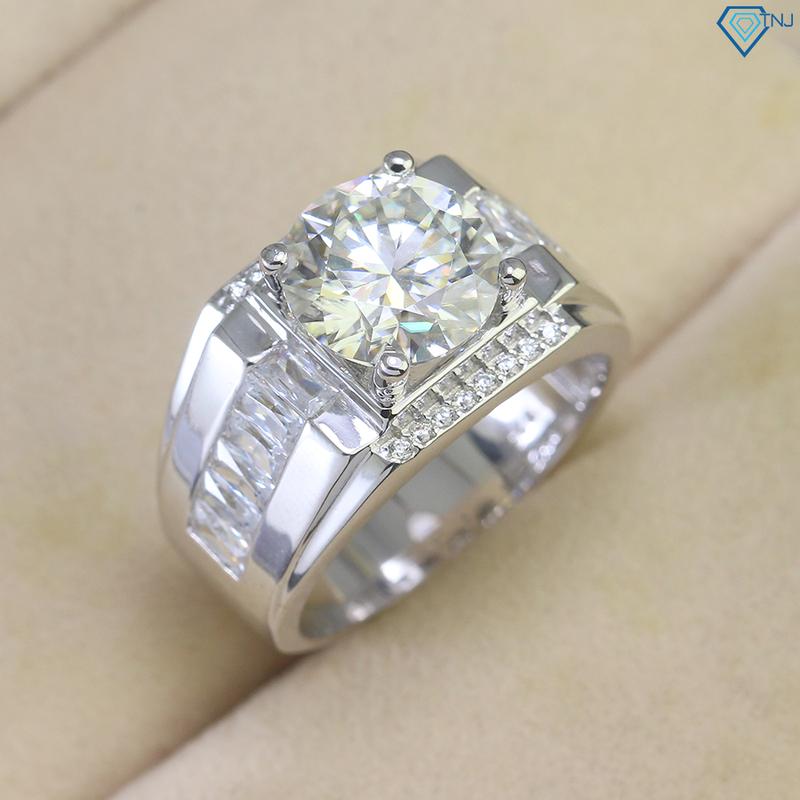 Nhẫn kim cương nhân tạo Moissanite viên chủ 10 ly cao cấp NNAM0159, có giấy kiểm định GRA