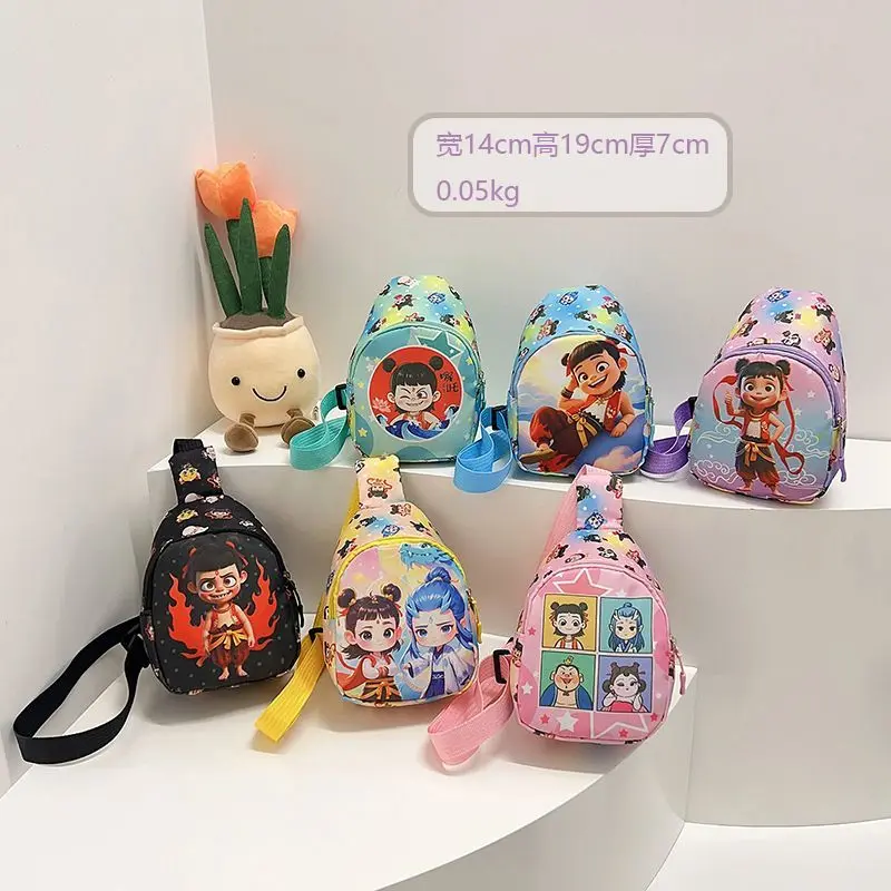 New Nezha Chest Bag Baby Outing Lightweight Crossbody Bag Boys and Girls Cute Cartoon Change Purse Shoulder Bag