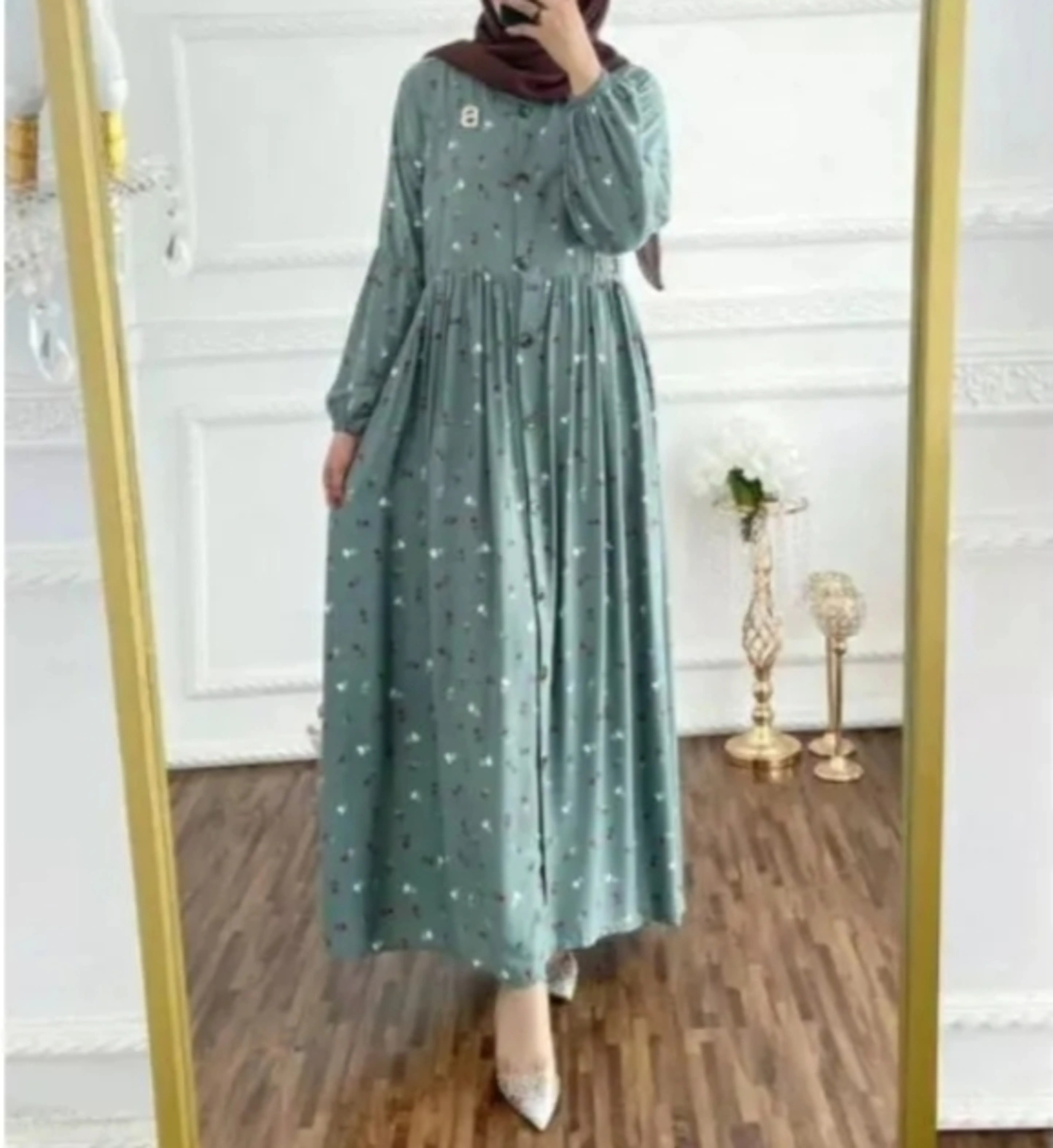 Gamis Rayon Motif Bunga Terbaru