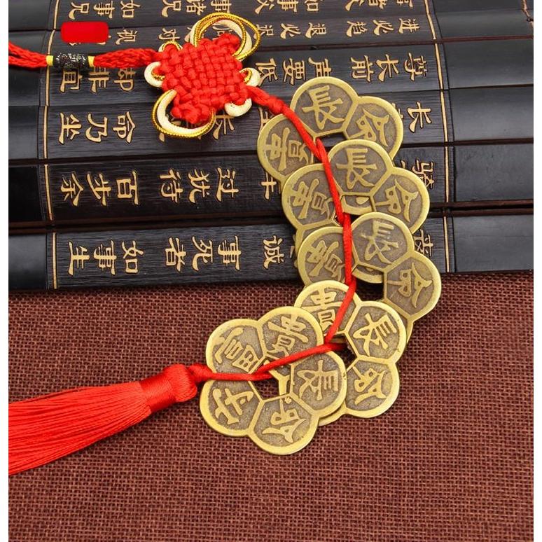 Đồng tiền hoa mai có dây buộc - Hoa mai kim tiền bằng đồng thau 8