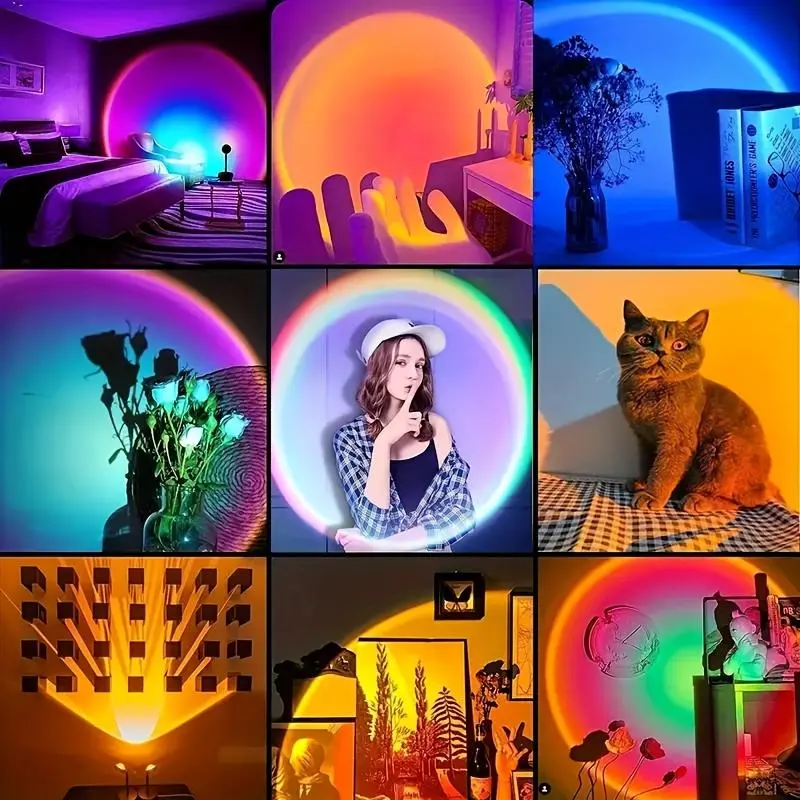 Portable Sunset Projector Light, USB Plug & Remote Control RGB Sunset Projector Lamp, Novelty Lighting for Home Bedroom Living Room Decor 6