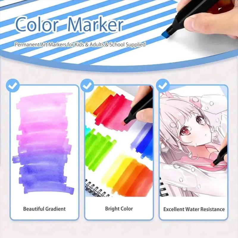 Marker Pen Set, 1 Set 168/120/80/48/12 Colors Marker Pen, Dual Ended Markers, Professional Drawing Markers, Student Stationery, Art Materials 4