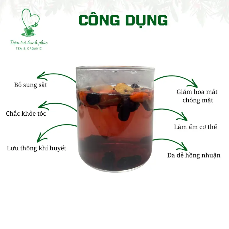 Trà Bổ Máu Dưỡng Huyết 18Gr (Hắc kỷ tử, kỷ tử đỏ Ninh Hạ, dâu tằm sấy lạnh, táo đỏ thái lát Tân Cương, đường phèn) qùa tặng 8 tháng 3 Tea Chè 2