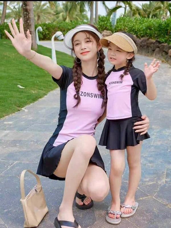 Bikini đồ bơi nữ mẹ và bé 2 mảnh dạng váy có quần bảo hộ kín đáo Lanbishop MS1101