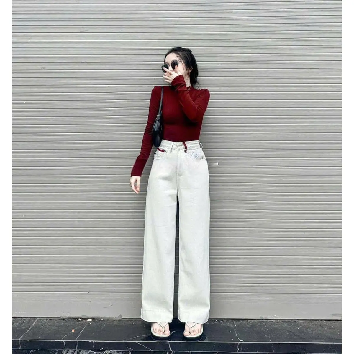 Quần Bò Jeans Nữ Ống Đứng, Quần Bò Denim Suông Ống Rộng Trơn Màu Trắng Be Cạp Cao Hách Dáng Cực Đỉnh Women