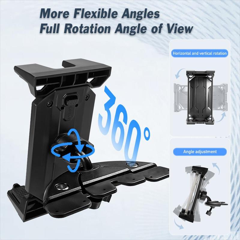 360° Rotatable CD Port Car Phone Holder, Durable & Stable Phone Holder for Car, Universal Car Phone Holder Mount for CD Player Slot, Compatible with 4.7-14 Inch Smartphones & Tablets 8