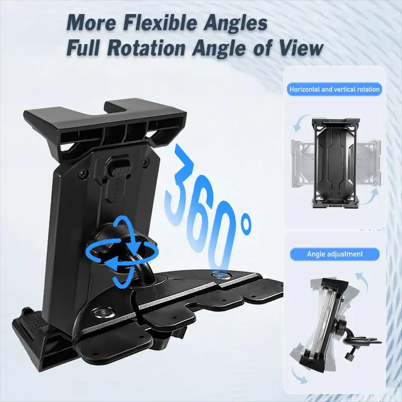 360° Rotatable CD Port Car Phone Holder, Durable & Stable Phone Holder for Car, Universal Car Phone Holder Mount for CD Player Slot, Compatible with 4.7-14 Inch Smartphones & Tablets 7