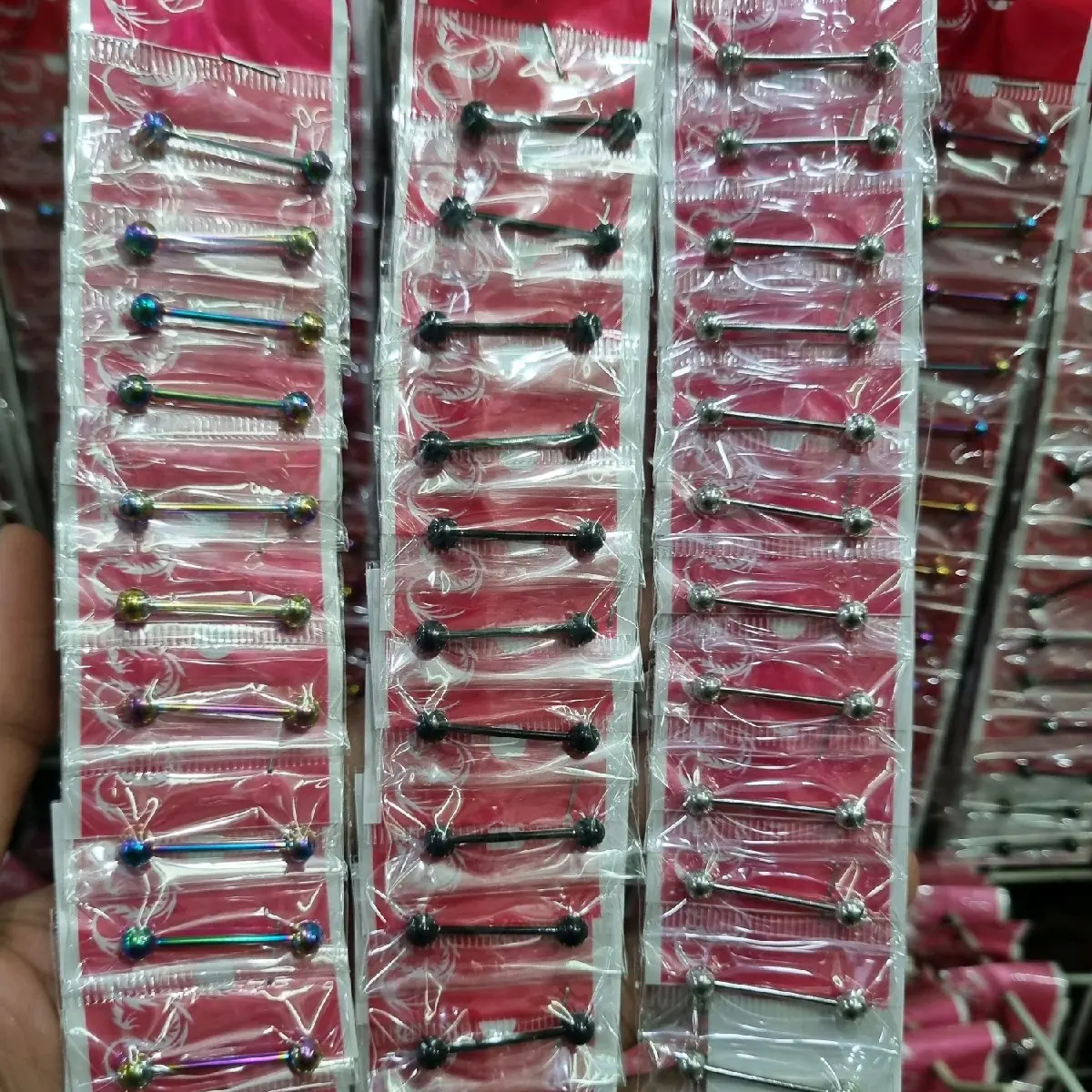 Grosir!!! Anting tindik barbel rodium panjang 2,7cm lusinan isi 12pcs