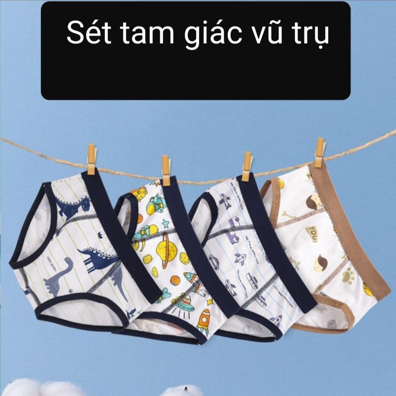 Quần lót bé trai TAM GIÁC combo 4 quần chip trẻ em nam từ 8-46kg Quần lót Cotton