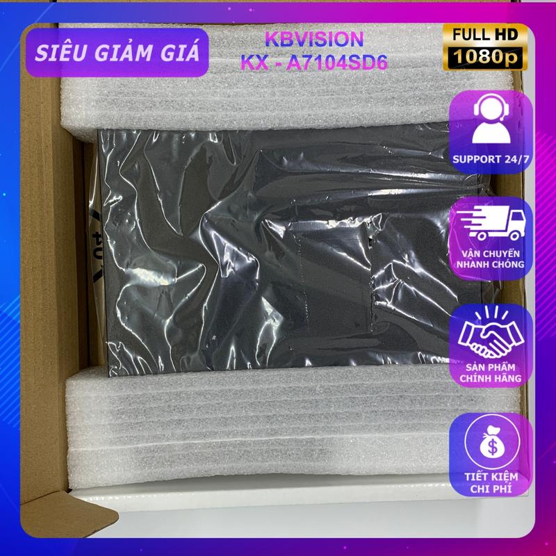 Đầu ghi hình Camera Analog 4 cổng nhãn hiệu KBVISION. KX-A7104SD6, hỗ trợ các Camera fullHD 1080p chuẩn HDTVI và cũ hơn 3