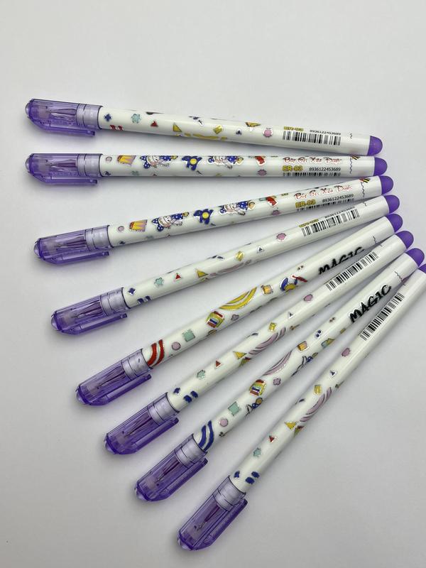 (Tặng 5 bút gel) Hộp 12 Cây Bút Gel Xóa Ngòi Kim Cương Mực Xanh, Mực Tím