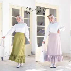 Olin Skirt / Rok Ruffle / Rok Korea Polos Cantik Karet