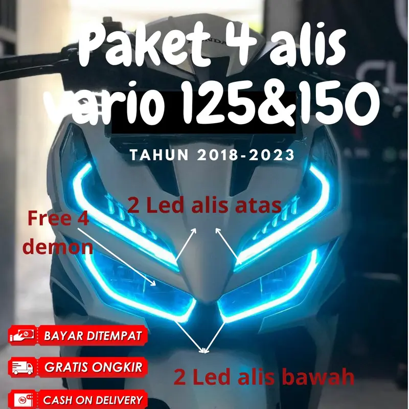 PAKET LED Alis vario 125 & 150 l 4 Led Alis Free Demon Eye  Lampu Motor 1