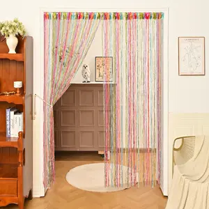 Tirai Benang Glitter 100cm x 200cm Dekorasi Pintu Jendela Gradasi Rainbow Q3&Q4