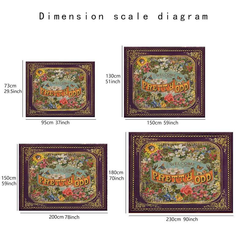 Vintage Letter & Flower & Border Pattern Tapestry, Aesthetic Classical Creative Wall Hanging Decor, Wall Art Decor for Home Living Room Bedroom Gallery Dinning Room 1